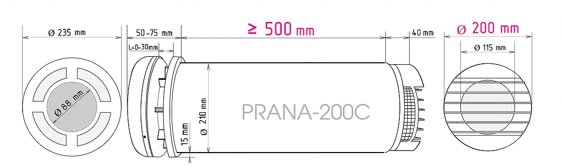 Efektiivne PRANA-200C soojustagastiga ventilatsiooniseade