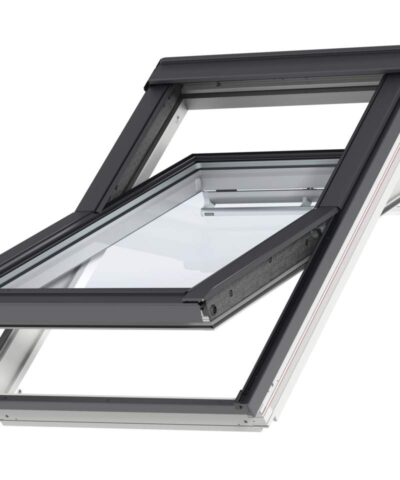 VELUX Premium katuseaken. Polüuretaankattega, valge. Ülalt avatav (käepide üleval). 3-kordse klaaspaketiga.