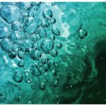 abstract blue water with bubbles