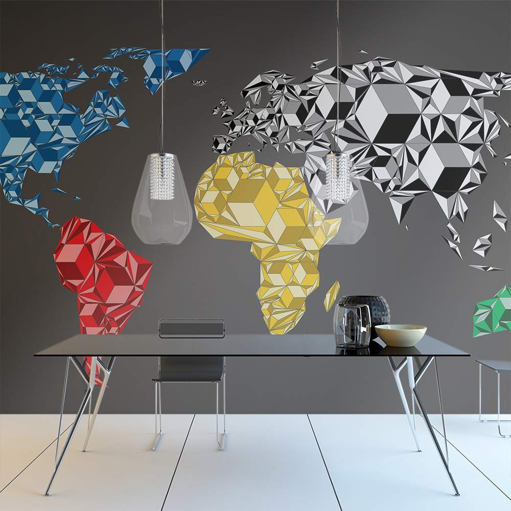 Fototapeet – Map of the World – colorful solids