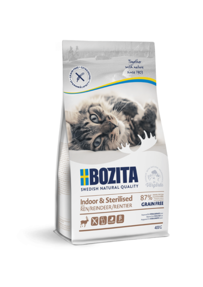 Bozita Indoor & Sterilised Grain Free Reindeer- kuivtoit lõigatud kassidele põhjapõdralihaga
