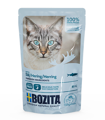 Bozita kassikonserv chunks in sauce with herring 12 x 85g- heeringaliha tükid kastmes