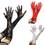 3-Colors-Womens-Stretch-Lace-Opear-Long-Length-Gloves-Black-White-Red-Free-shipping