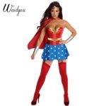 Wendywu-Hot-Sexy-Halloween-Cosplay-Women-Superhero-Strapless-Stars-Mini-Dress-Costumes