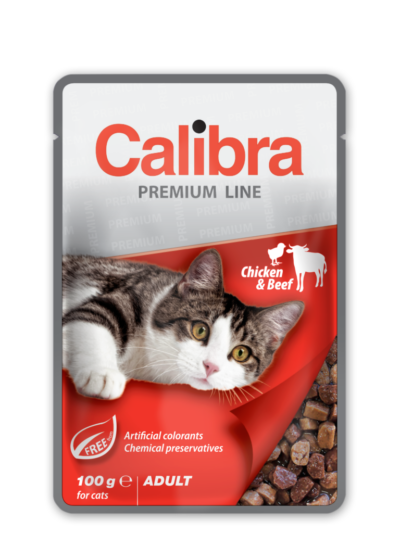Calibra Cat Adult Chicken & Beef- einepakk täiskasvanud kassidele kana ja loomalihaga 100g