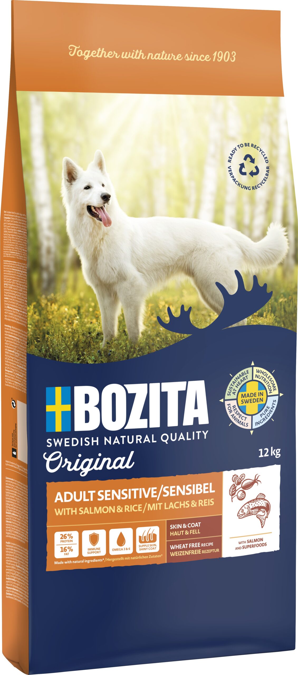 Bozita Original Adult Sensitive Skin & Coat - täissööt normaalse aktiivsusega tundliku nahaga koerale