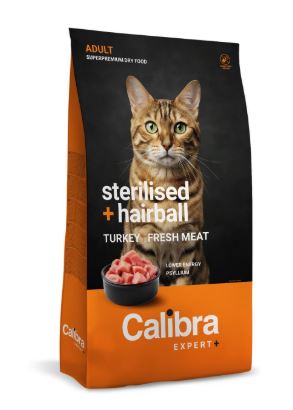 Calibra Expert+ Sterilised & Hairball - karvapallide teket vähendav täissööt steriliseeritud kassidele 400g