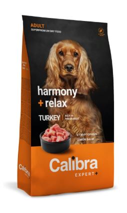 Calibra Expert+ Harmony & Relax - kuivsööt ärevusele kalduvatele koertele kalkunilihaga 750g ja 12kg